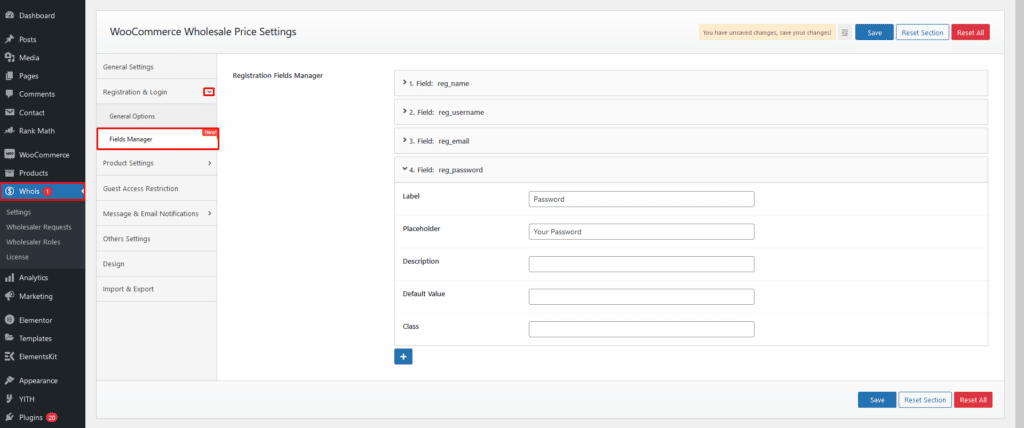 Configure the Field Manager