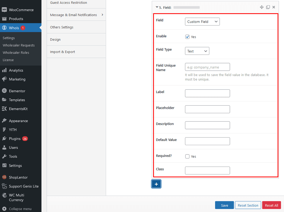 Cutomize Field Options