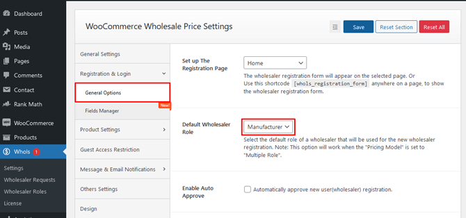 Select the Wholesaler Role