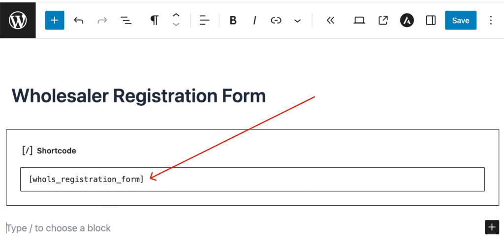 Embedding the registration form with shortcode