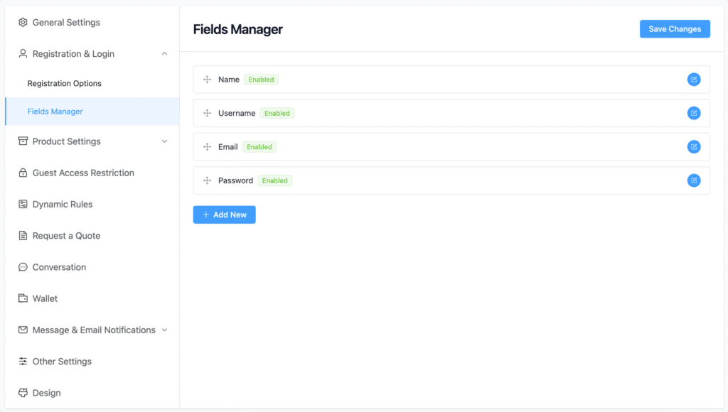 Managing default & custom fields
