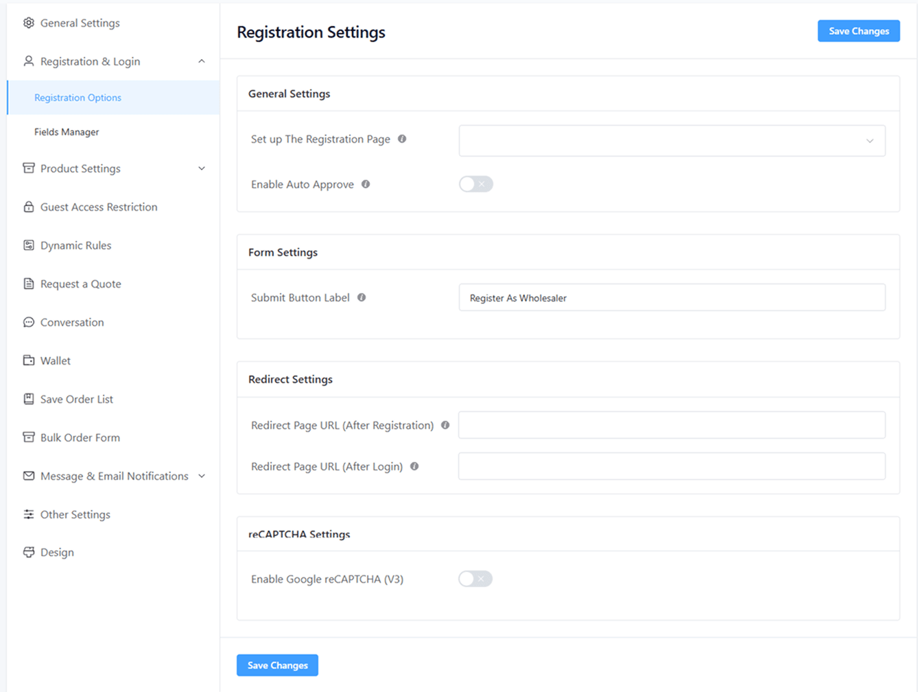 Registration & login settings overview