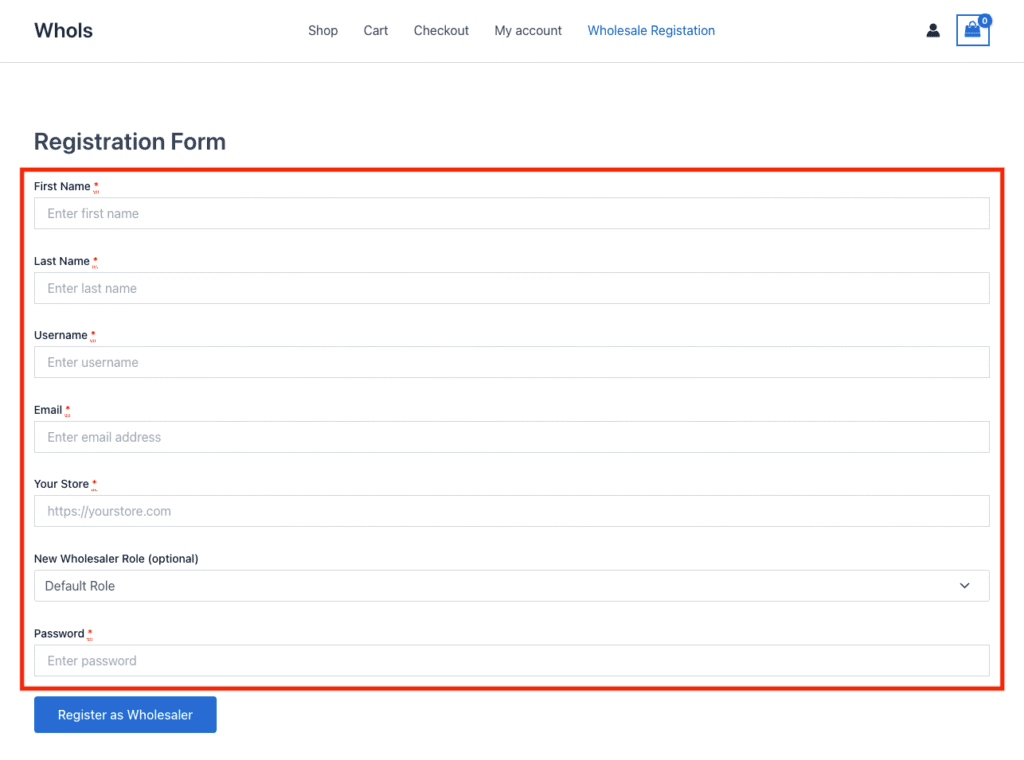 Wholesaler Registration Form