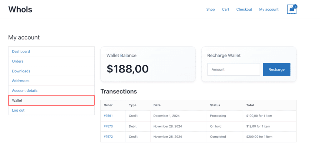 Wallet Dashboard