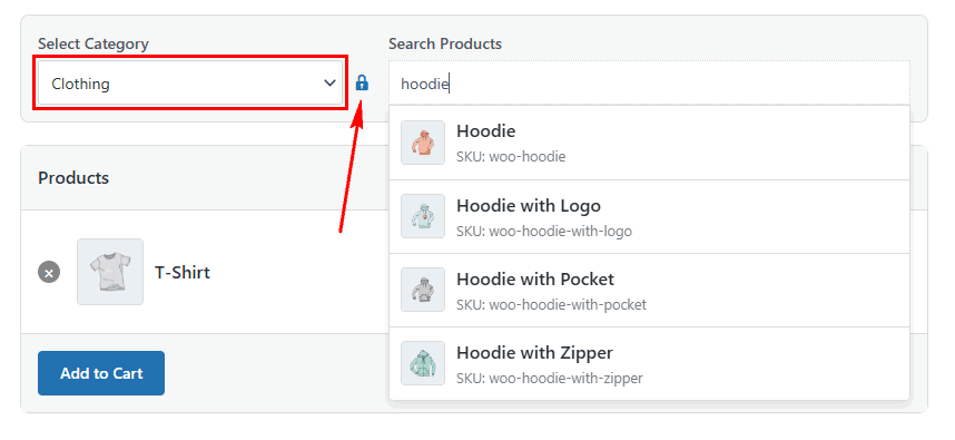 search with category lock
