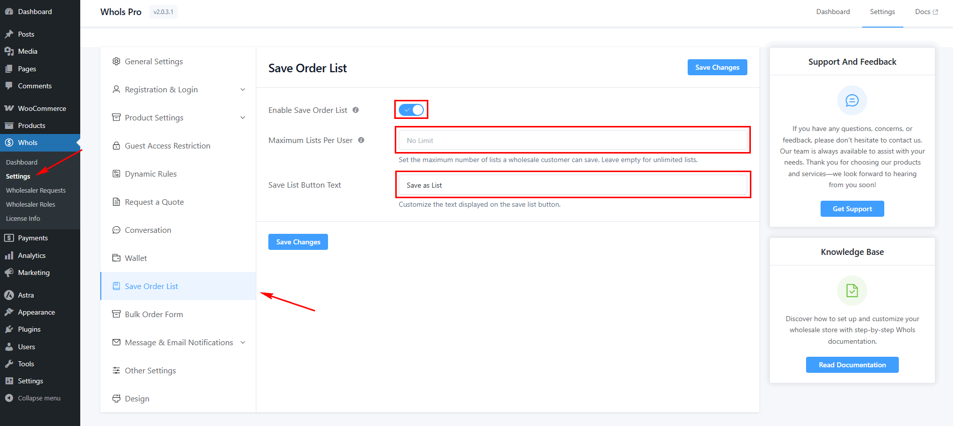 save order list eanble