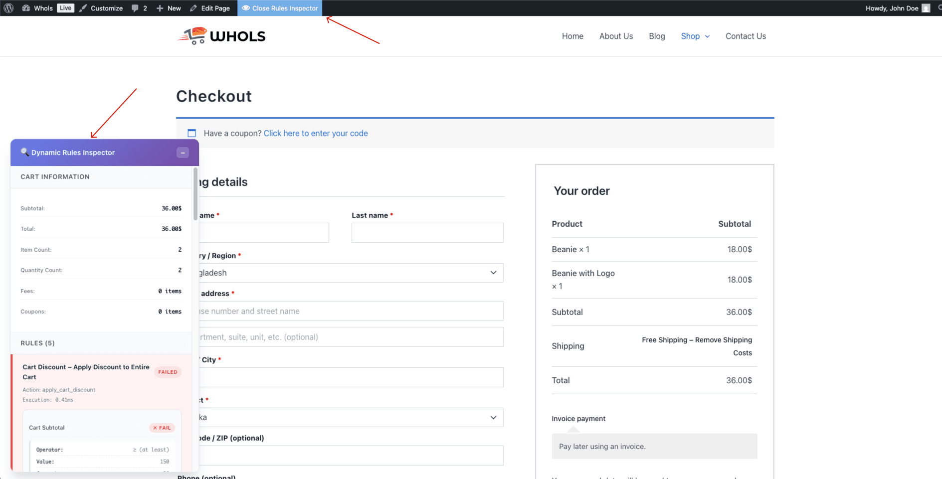 Dynamic Rules Inspector