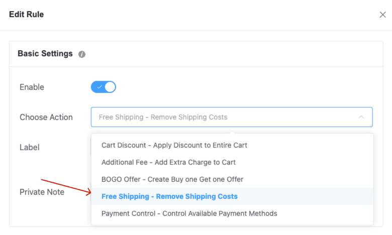 Select Action Type