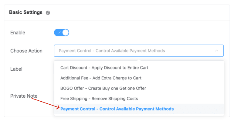 Select Action Type