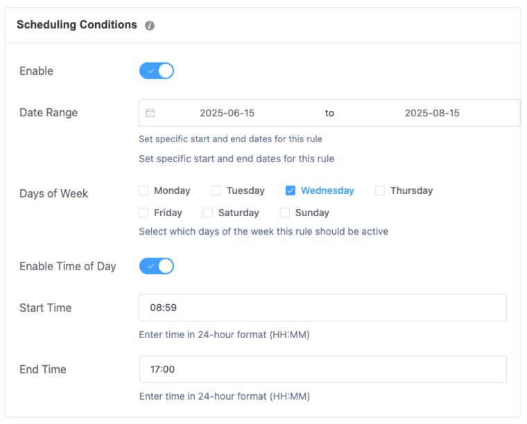 Scheduling Conditions
