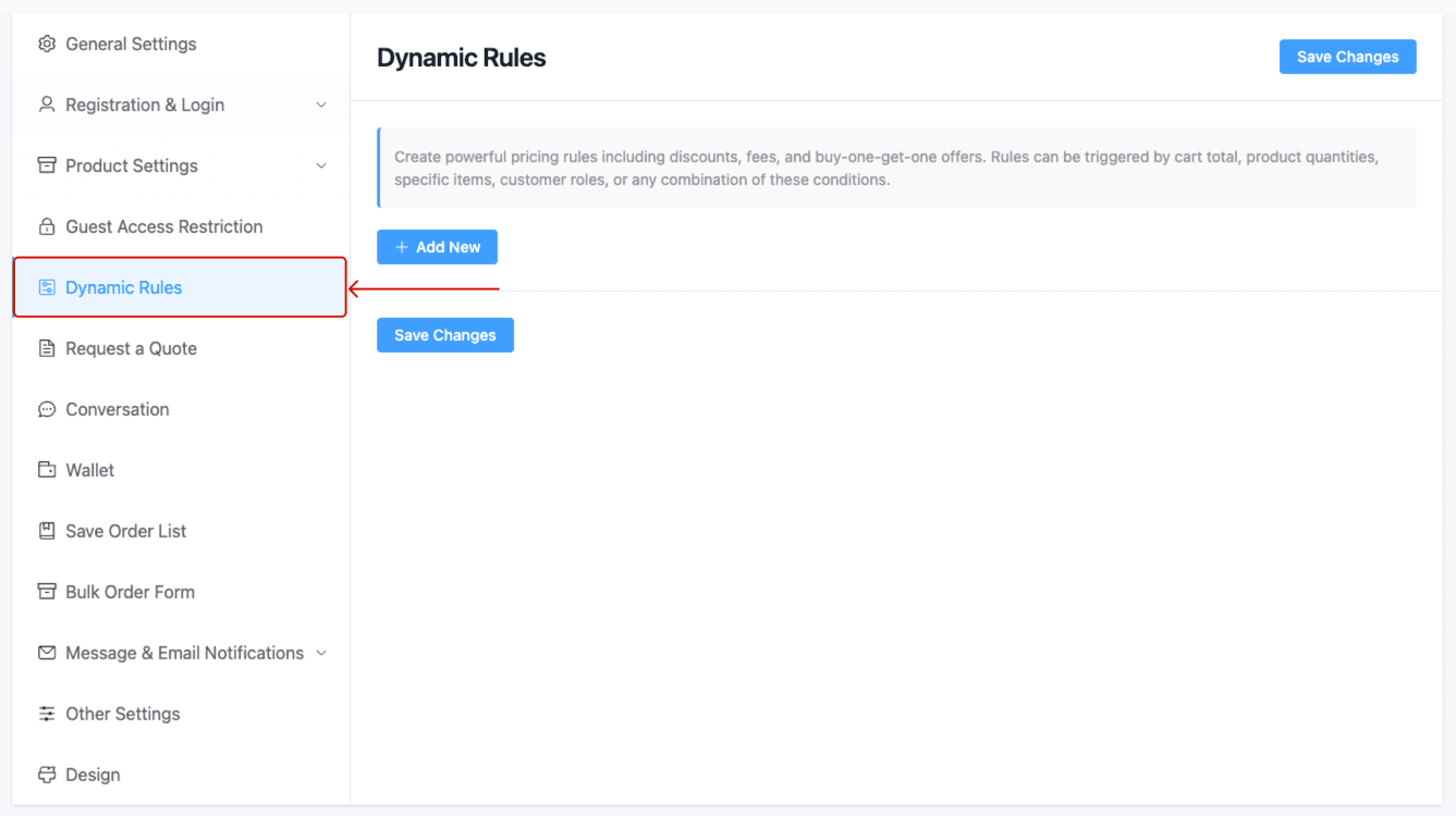 Navigate to Dynamic Rules