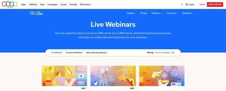 Webinars & Product Demos - Zoho