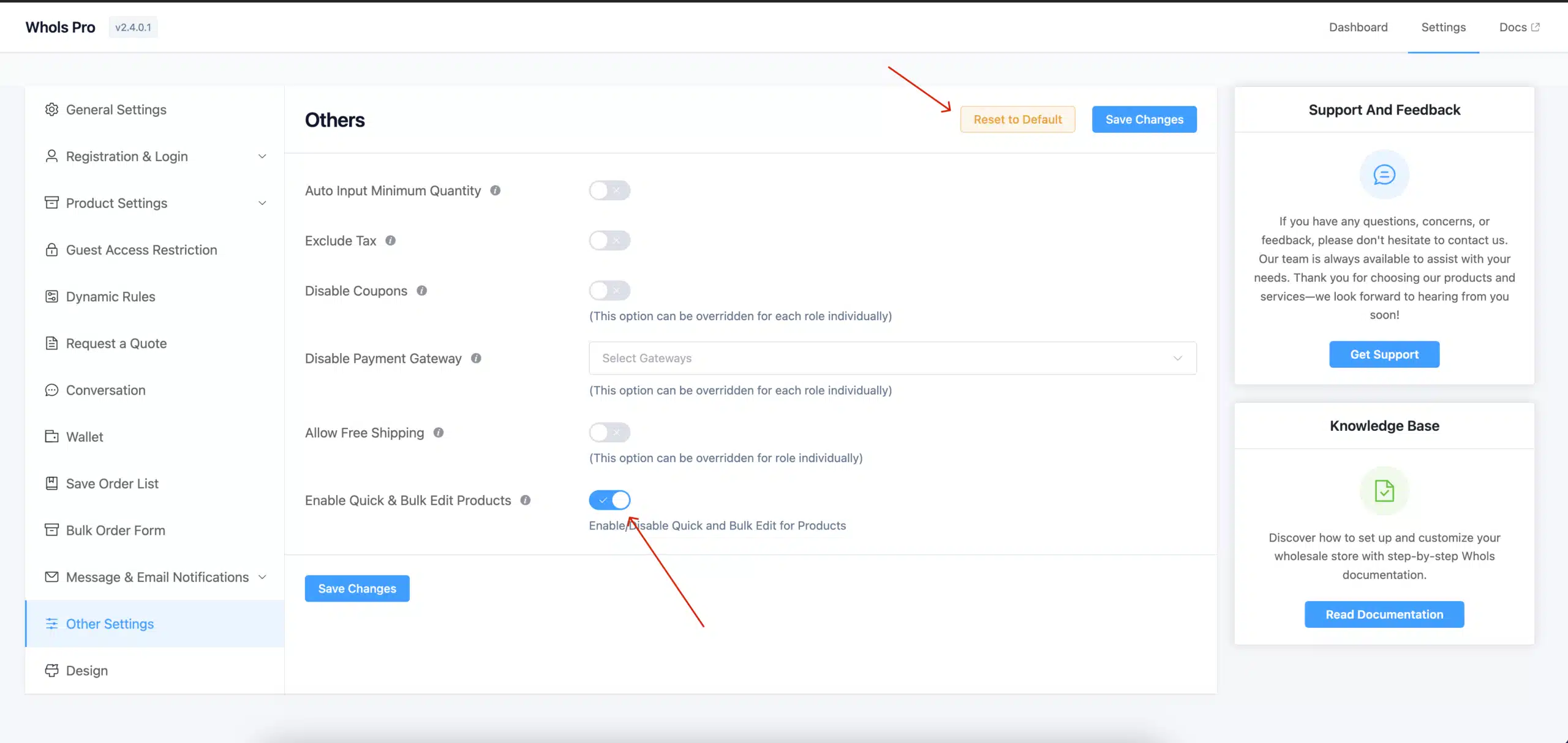 Enabling the Quick & Bulk Edit