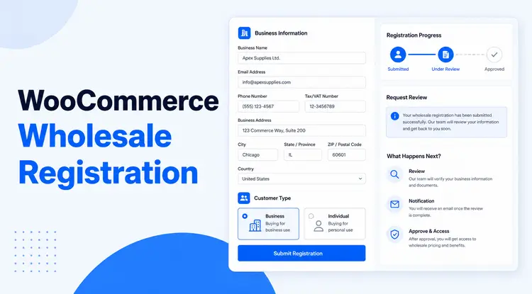 WPWhols thumbnail about setting up a WooCommerce wholesale registration form step by step.