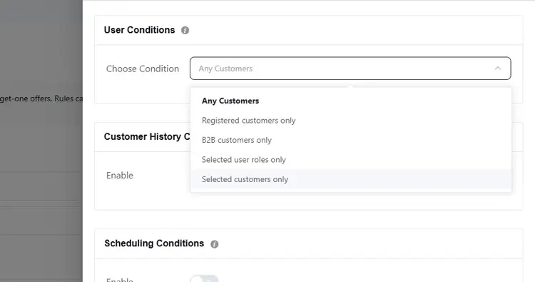 Add user condition in dynamic rules