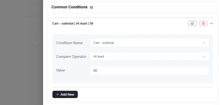 Choose common condition for dynamic rules