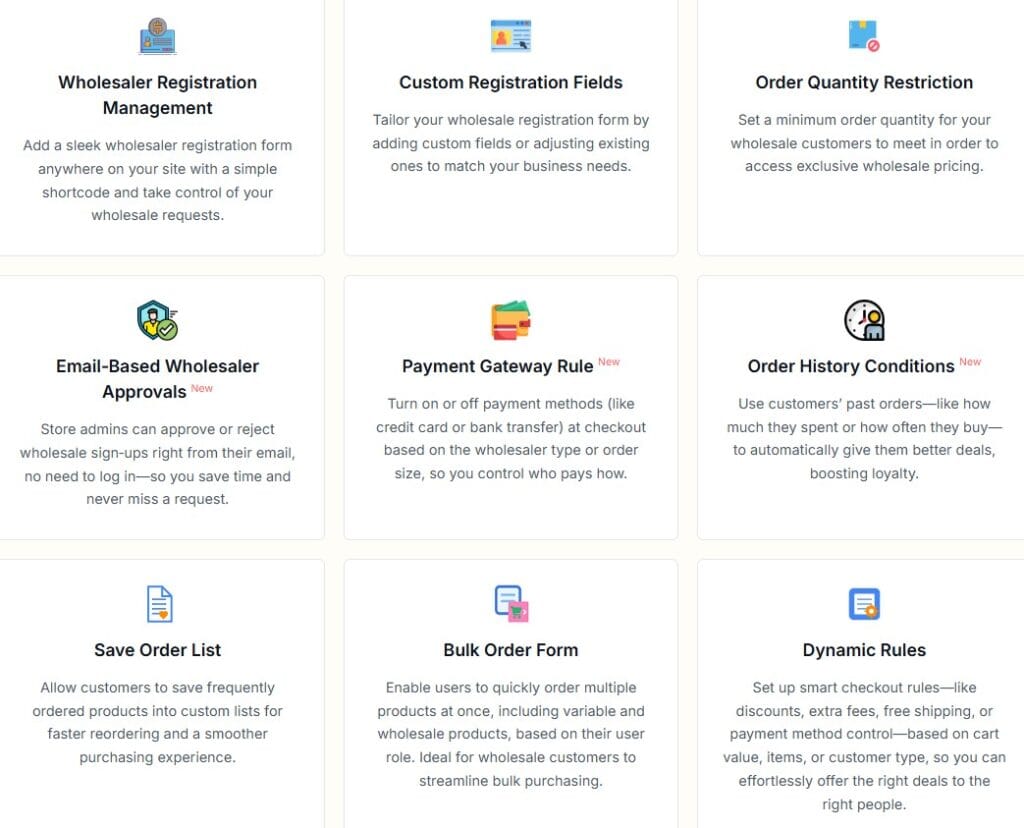 Feature list of Whols