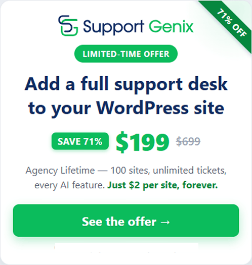 Support Genix Agency Lifetime Campiagn Deal Offer